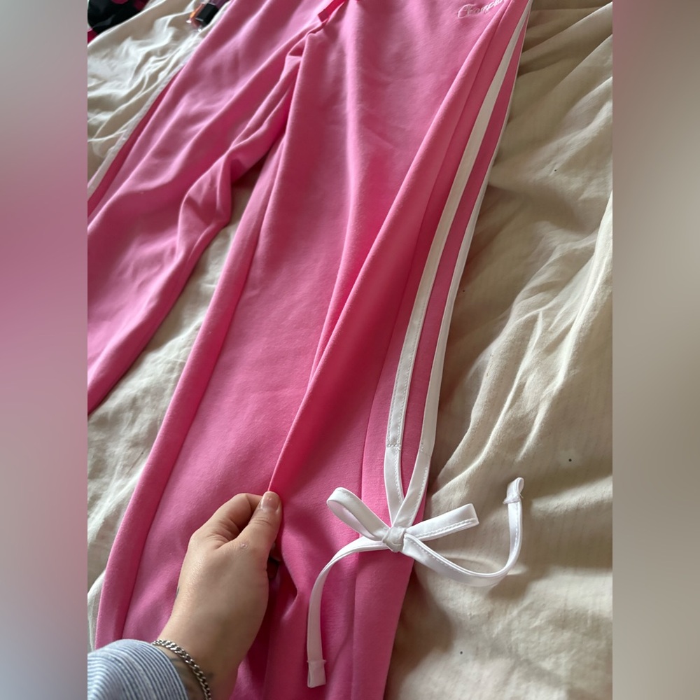 Champion Pink Lounge Pants with White Side Stripes